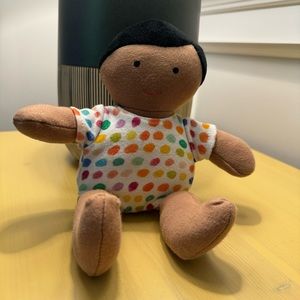 Lovevery Organic Cotton Baby Doll, Black Hair, Tan Skin Tone